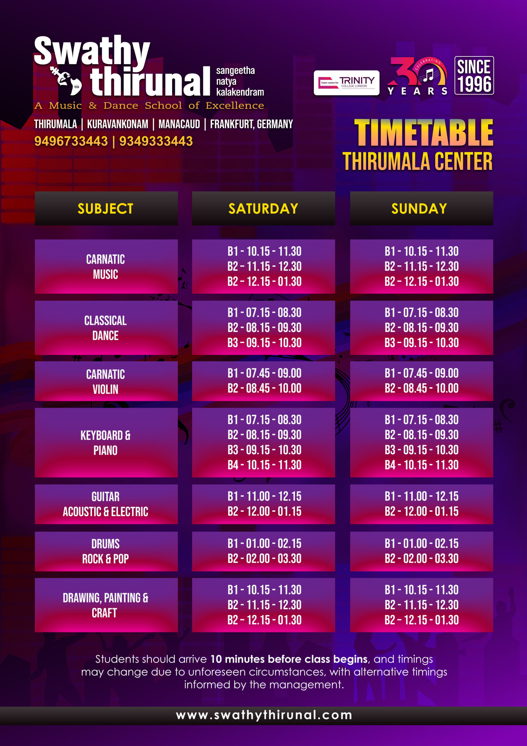 Thirumala Branch Timetable
