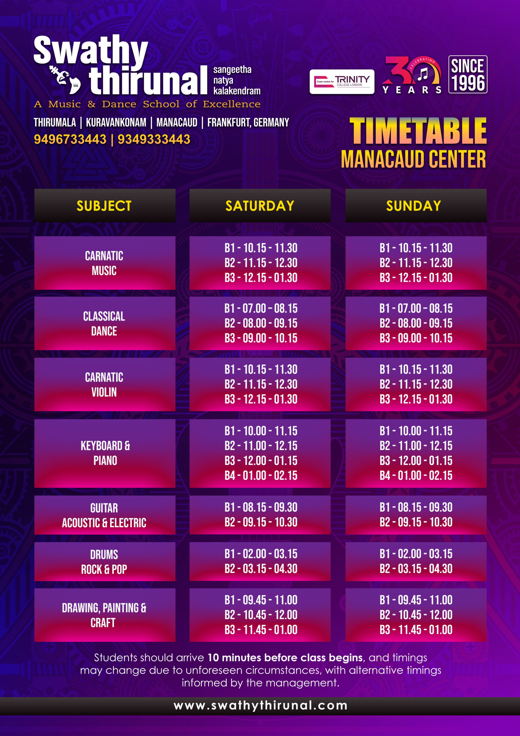 Manacaud Branch Timetable